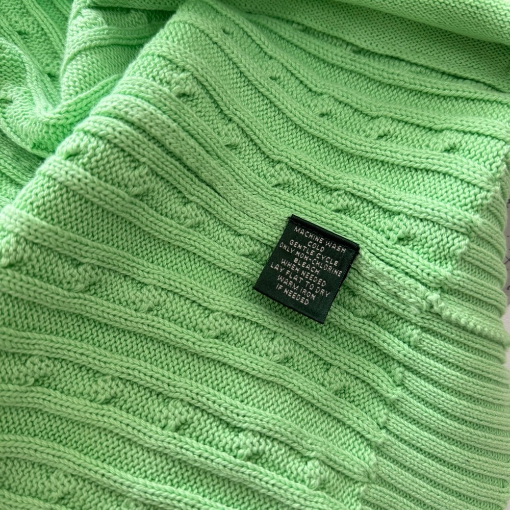 NWOT Lauren Ralph Lauren Y2K Women’s Green Cable Knit Sweater Full Zip M - Picture 10 of 10